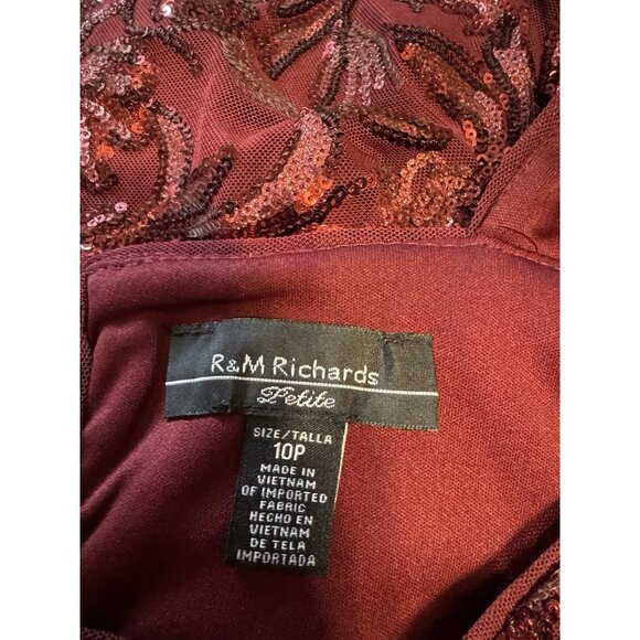 R & M Richards Dress 10P Merlot Wine Sequin Formal Prom Wedding Cruise Party NEW - Picture 10 of 13